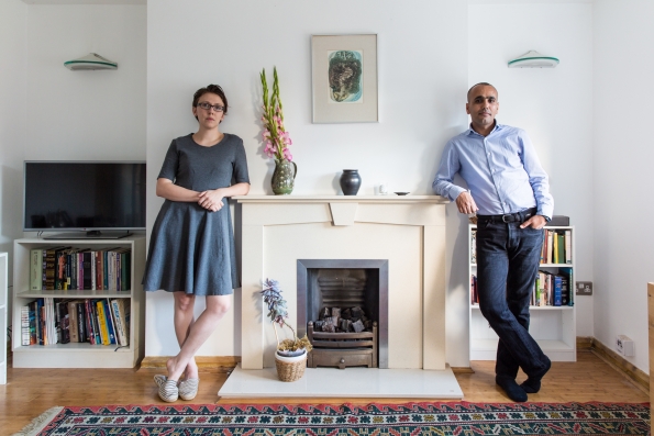 G.B London, New Londoners. From Yemen, Nabil Awadh and his wife Hannah Poppy.